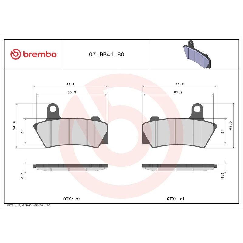 Plaquettes de frein BREMBO métal fritté - 07BB4180
