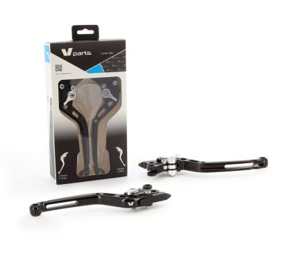 Leviers V PARTS standard 175mm taillé masse noir/visserie alu avec adaptateurs par paire Yamaha