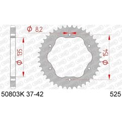 Kit chaîne AFAM 525 XHR4 - 15/42-118 - Couronne acier standard - Necessite un porte couronne AFAM