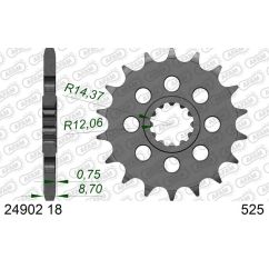 Kit chaîne AFAM 525 XHR4 - 18/44-118 - Couronne acier standard