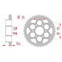 Kit chaîne AFAM 525 XHR4 - 15/43-118 - Couronne acier standard