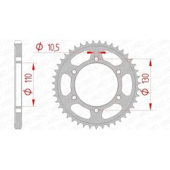 Kit chaîne AFAM 525 XSR4 - 15/46-122 - Couronne acier standard