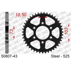 Kit chaîne AFAM 525 XHR4 - 15/43-114 - Couronne acier standard