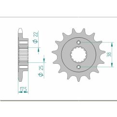 Kit chaîne AFAM 525 XHR4 - 15/43-114 - Couronne acier standard