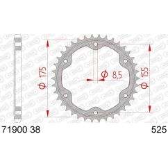 Kit chaîne AFAM 525 XHR4 - 17/38-118 - Couronne acier standard