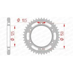 Kit chaîne AFAM 525 XHR4 - 17/42-118 - Couronne acier standard