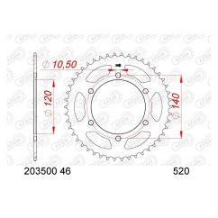 Kit chaîne AFAM 520 XSR4- 14/46-118 - Couronne acier standard
