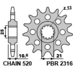 Pignon PBR acier standard - 520