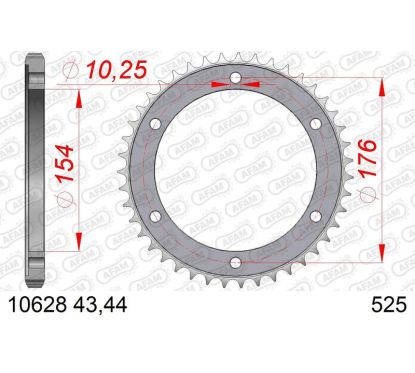 Kit chaîne AFAM 525 XHR4 - 16/43-110 - Couronne acier standard
