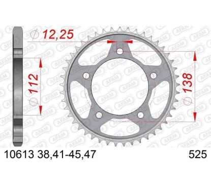 Kit chaîne AFAM 525 XHR4 - 15/45-120 - Couronne acier standard