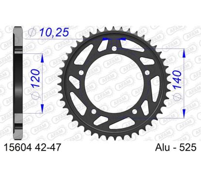 Kit chaîne AFAM 525 XHR4 - 17/42-110 - Couronne alu standard