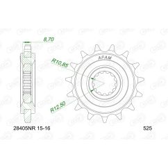 Kit chaîne AFAM 525 XHR4 - 15/40-110 - Couronne acier standard
