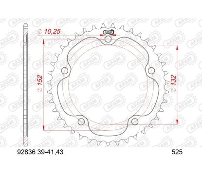 Kit chaîne AFAM 525 XHR4 - 15/41-110 - Couronne acier standard
