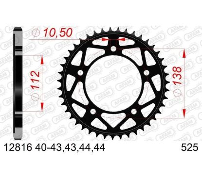 Kit chaîne AFAM 525 XHR4 - 16/45-120 - Couronne acier standard