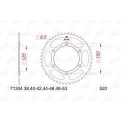 Kit chaîne AFAM 520 XSR4- 16/45-122 - Couronne acier standard