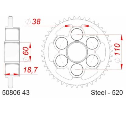 Kit chaîne AFAM 520 XHR4 - 14/45-110 - Couronne acier standard
