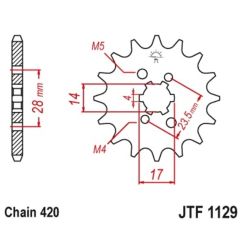Kit chaîne JT 420 HDR - 13/53-130 - couronne standard