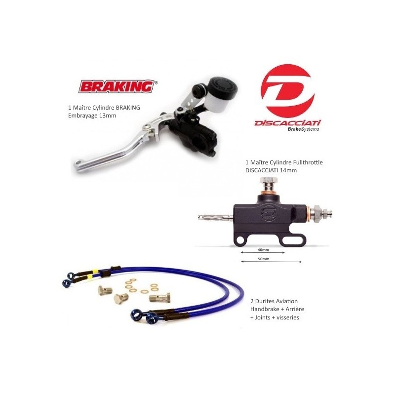 Kit Handbrake Universel BRAKING ø13mm / DISCACCIATI Taillé masse ø14mm