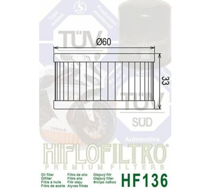 Filtre à huile HIFLOFILTRO - HF136
