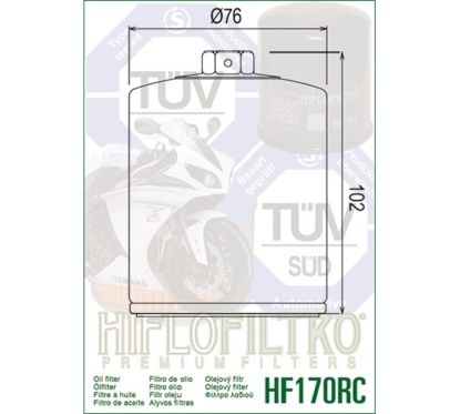 Filtre à huile HIFLOFILTRO Performance noir brillant - HF170BRC