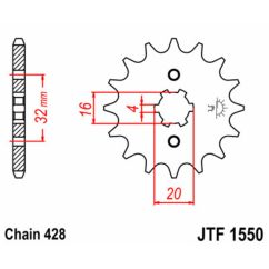 Kit chaîne JT/JT 428HDR 15/52 standard - couronne standard