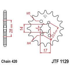 Kit chaîne JT 420 HDR - 13/53-140 - Couronne acier standard