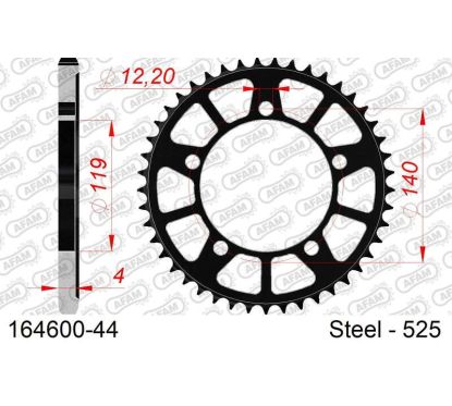Kit chaîne AFAM 525XHR3 17/47-122 - couronne standard