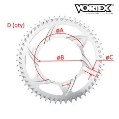 Couronne VORTEX pour jante Kosman - RC Component - Bleu - Dim : 107.95x82.5x9.5x6 - Pas de 525 (ref:826C)