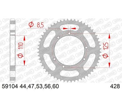 Kit chaîne AFAM 428R1 13/60 (non-OEM) renforcé - couronne acier standard