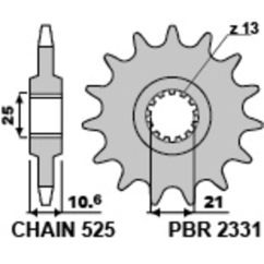 Pignon PBR acier standard - 525