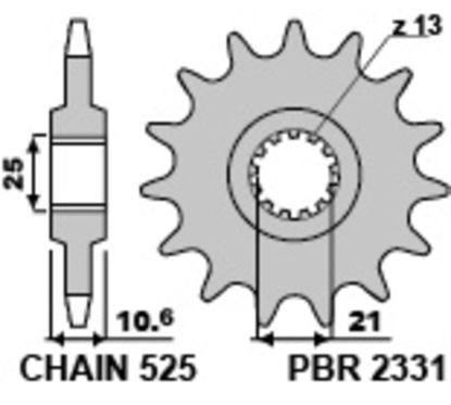 Pignon PBR acier standard - 525