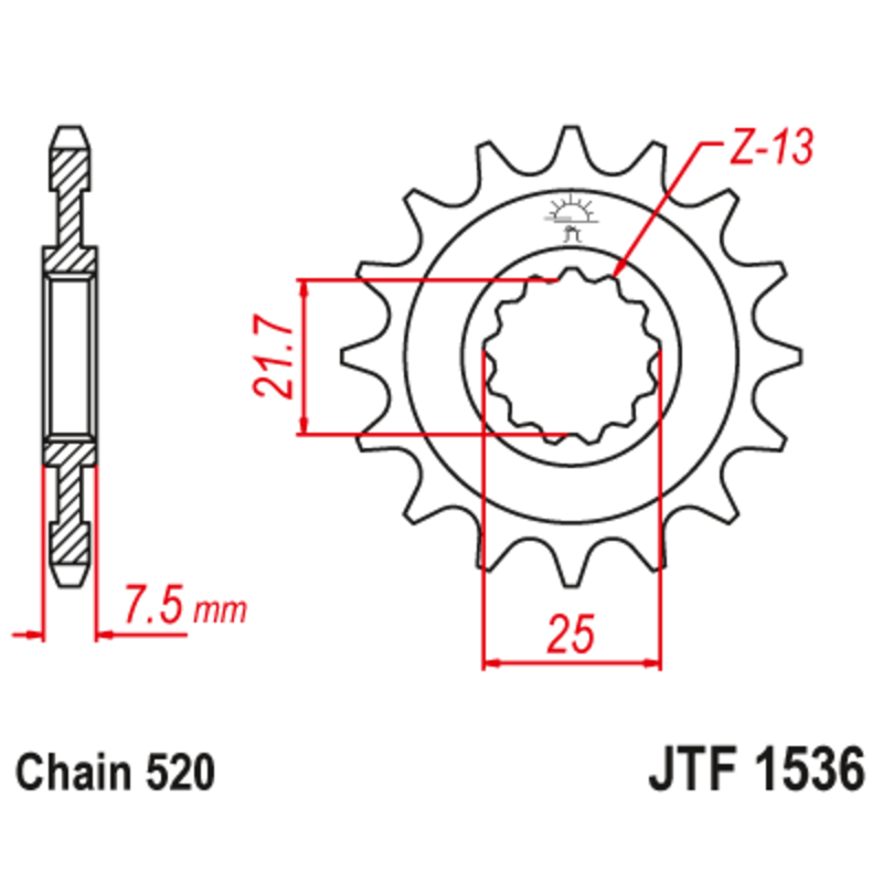 Pignon JT SPROCKETS acier anti-bruit - 520 Pignon JT SPROCKETS acier anti-bruit - 520