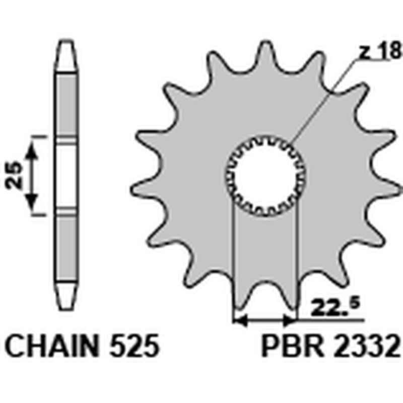 Pignon PBR acier standard - 525
