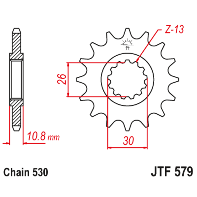 Pignon JT SPROCKETS acier anti-bruit - 530 Pignon JT SPROCKETS acier anti-bruit - 530