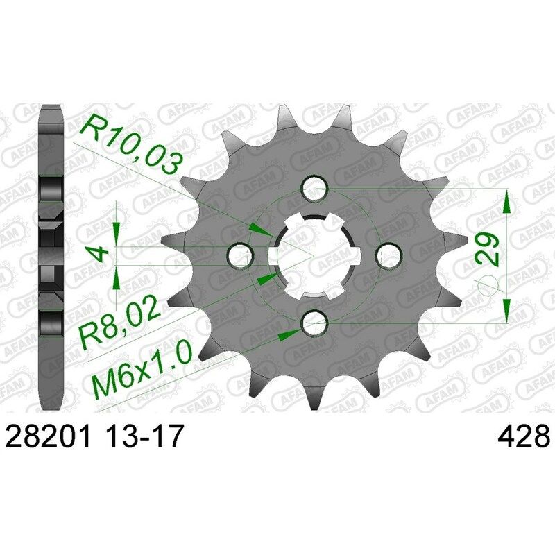 Pignon AFAM acier standard - 428