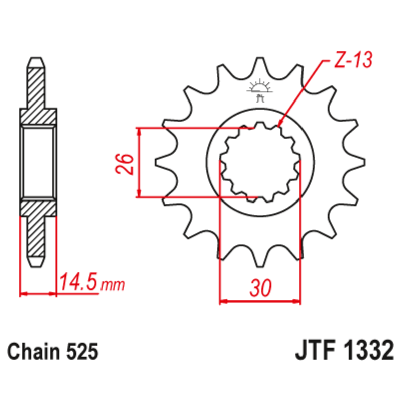 Pignon JT SPROCKETS acier anti-bruit - 525 Pignon JT SPROCKETS acier anti-bruit - 525
