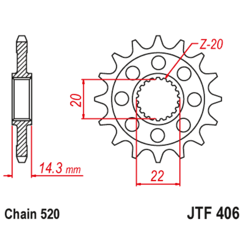 Pignon JT SPROCKETS acier anti-bruit - 520 Pignon JT SPROCKETS acier anti-bruit - 520