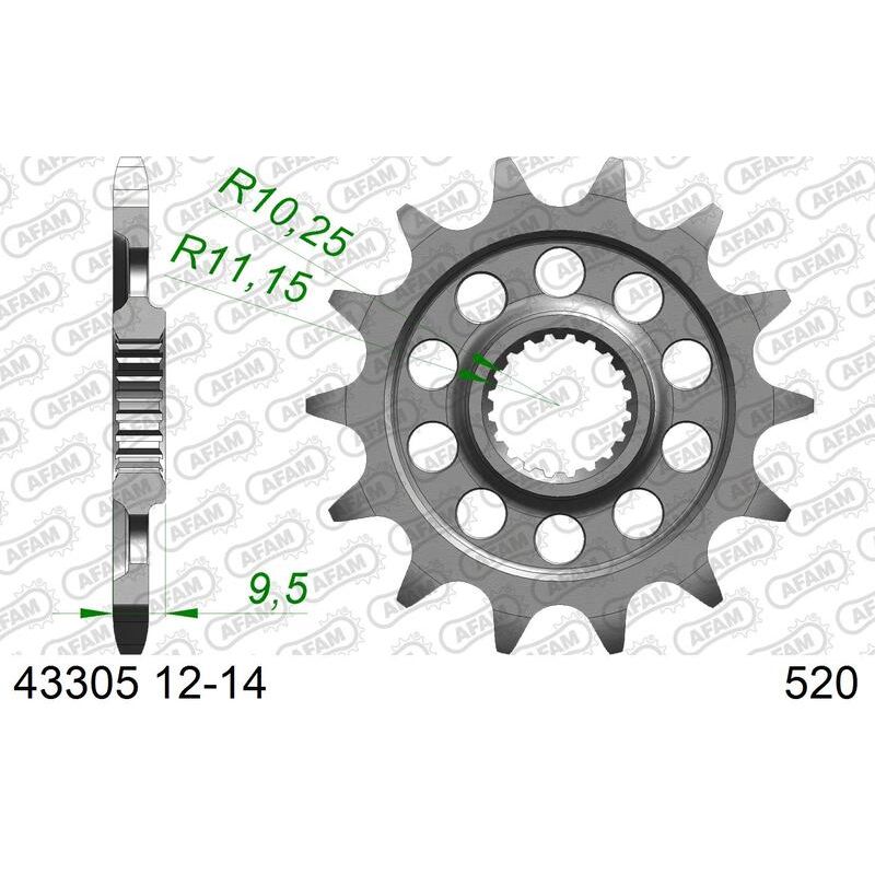 Pignon AFAM acier standard - 520
