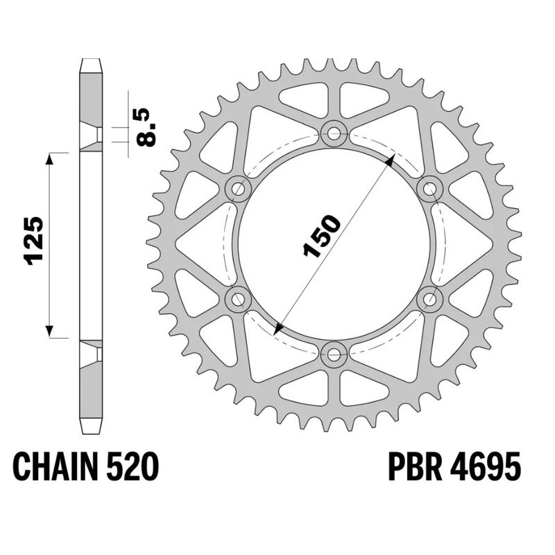 Couronne PBR acier allégée - 520 Couronne PBR acier allégée - 520
