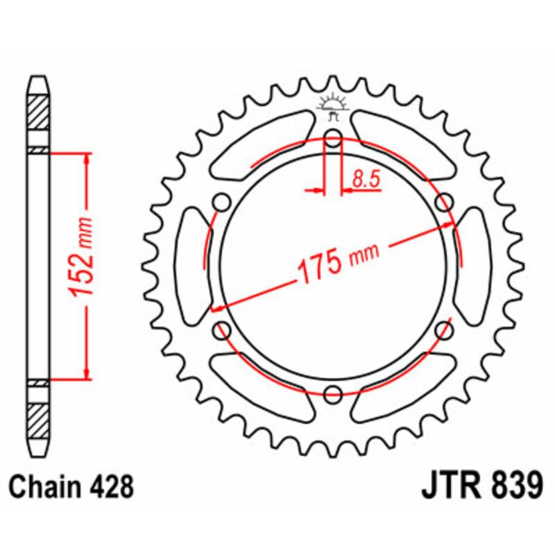 Couronne JT SPROCKETS Acier Standard - 428 Couronne JT SPROCKETS Acier Standard - 428