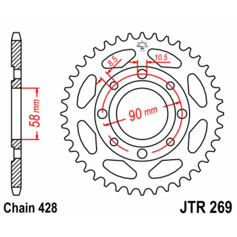 Couronne JT SPROCKETS Acier Standard - 428 Couronne JT SPROCKETS Acier Standard - 428