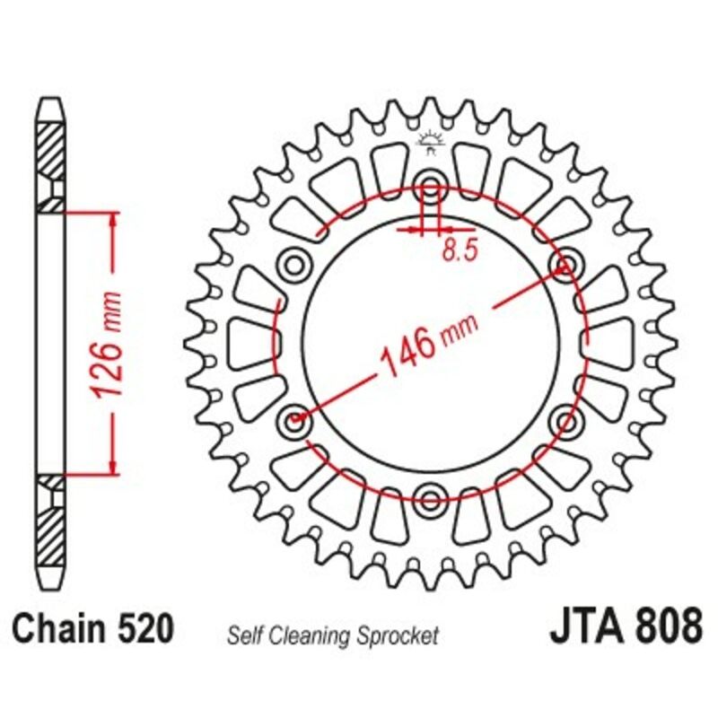 Couronne JT SPROCKETS alu standard - 520 Couronne JT SPROCKETS alu standard - 520