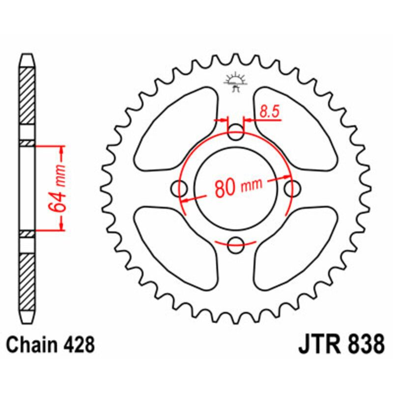 Couronne JT SPROCKETS Acier Standard - 428 Couronne JT SPROCKETS Acier Standard - 428