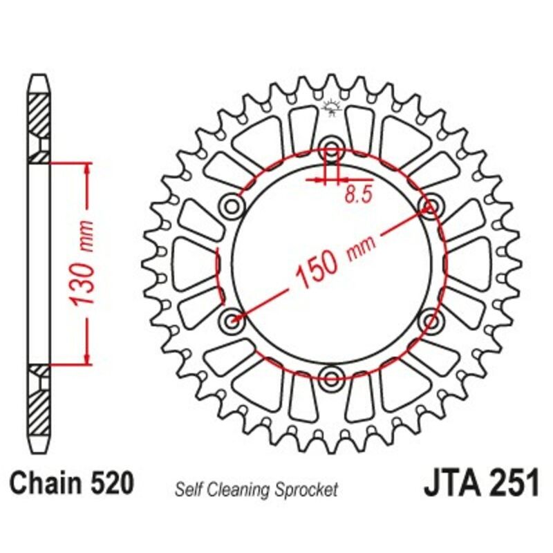 Couronne JT SPROCKETS alu standard - 520 Couronne JT SPROCKETS alu standard - 520