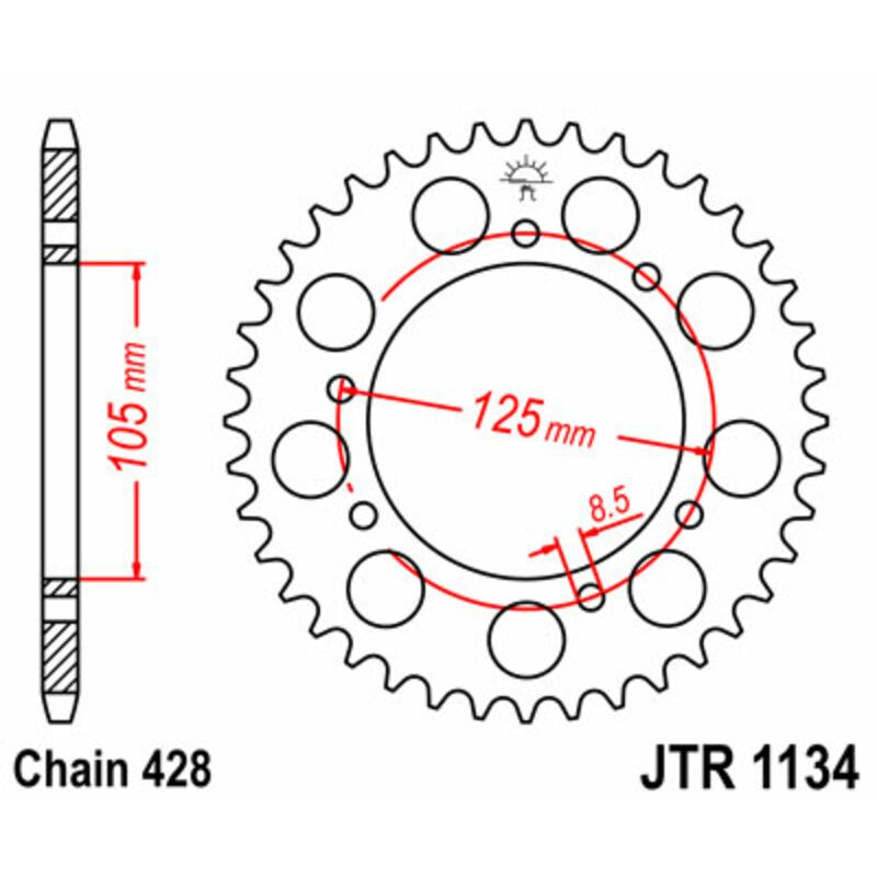 Couronne JT SPROCKETS Acier Standard - 428 Couronne JT SPROCKETS Acier Standard - 428