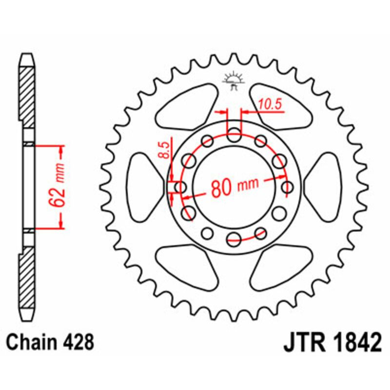 Couronne JT SPROCKETS Acier Standard - 428 Couronne JT SPROCKETS Acier Standard - 428