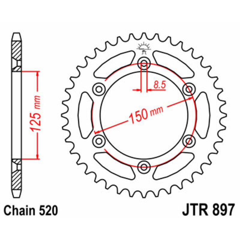Couronne JT SPROCKETS Acier Standard - 520 Couronne JT SPROCKETS Acier Standard - 520