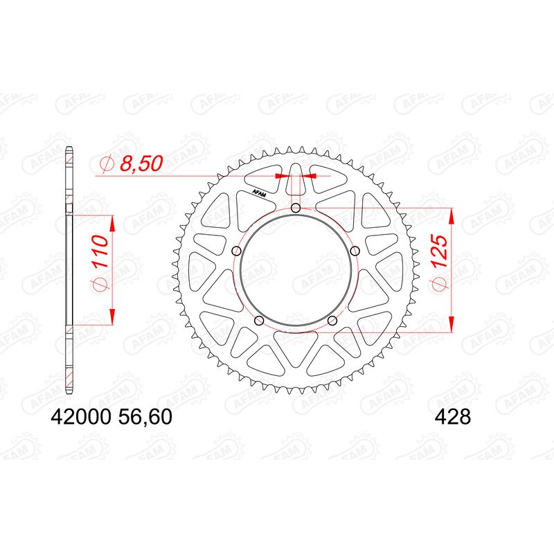 Couronne AFAM alu standard - 428 Couronne AFAM alu standard - 428