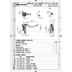 Maître-cylindre de frein BREMBO UPGRADE Pr15 RCS Corsacorta levier long repliable