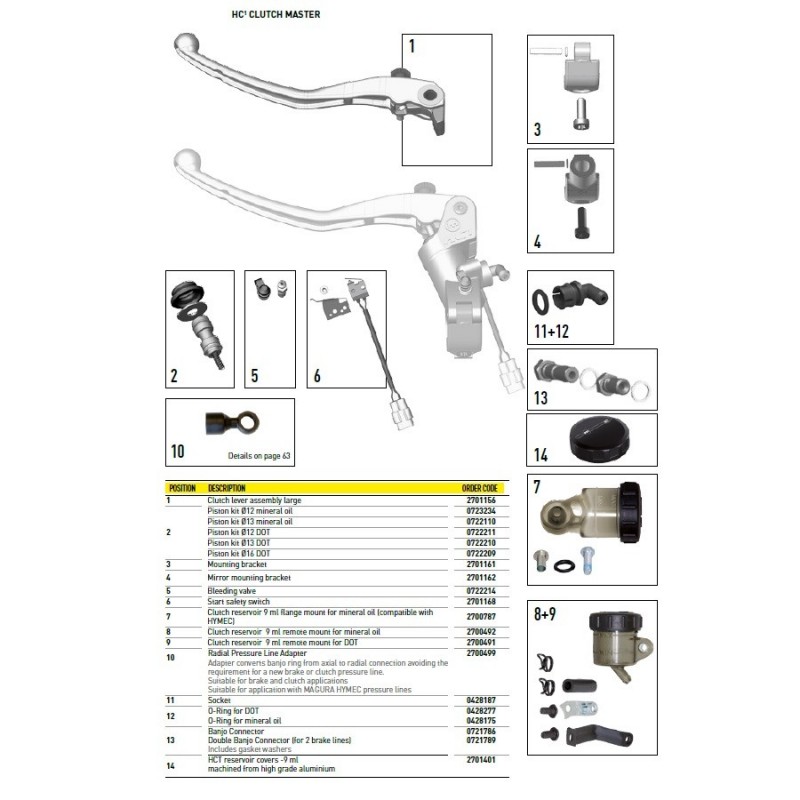 Kit Piston Ø12 DOT pour HC1 Embrayage (N°2 sur photo - réf : 0722211)